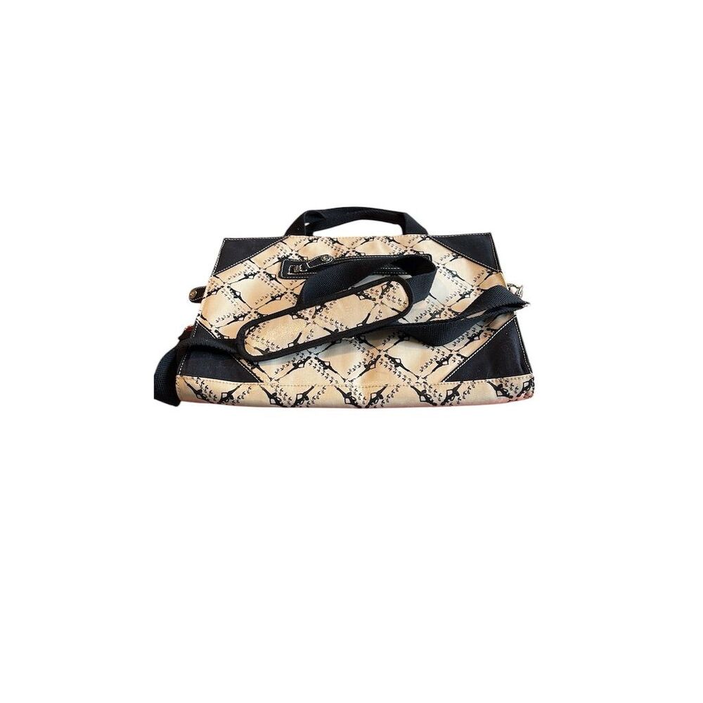 Izak Women's Beige & Black Tote Bag with Decorative Charm - Picture 2 of 5